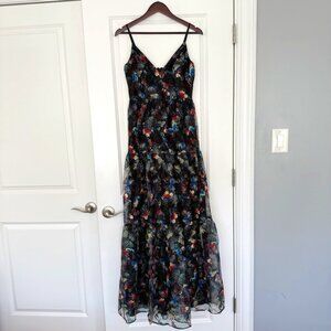 Johnny Was Papillon Embroidered Maxi Dress Butterfly Black Size 4 MSRP $598